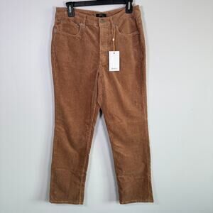 NWT QUINCE ORGANIC STRETCH CORDUROY STRAIGHT LEG PANTS WARM BROWN WOMEN SIZE 6